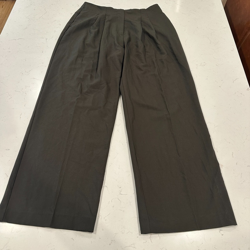 Adrianna Papell Womens 8 Brown Wide Leg Dress Pants Pleated High Rise AD1S302752